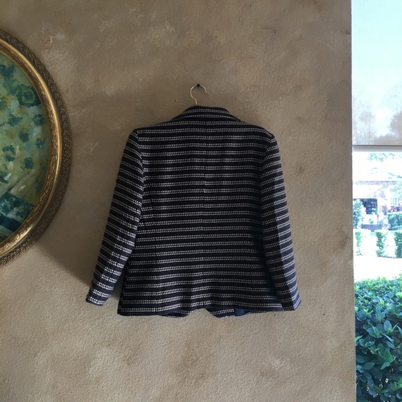 Loft suit jacket skirt set tan navy stripped - Picture 2 of 7